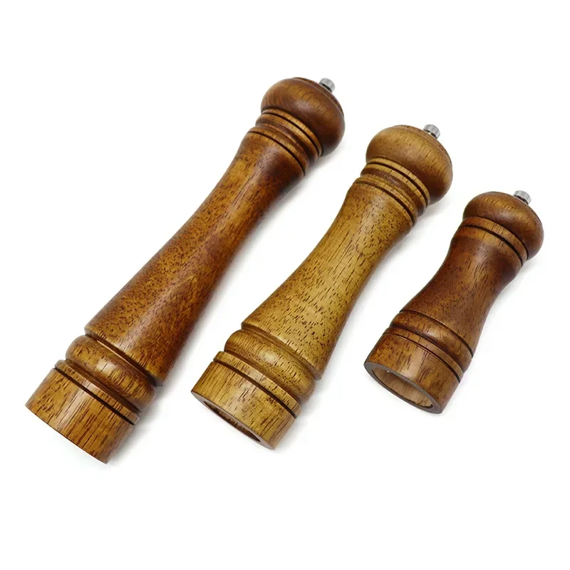 Classical Oak Wood Pepper Spice Mill Grinder Set Handheld Seasoning Mills Grinder Ceramic Grinding Core BBQ Tools Set