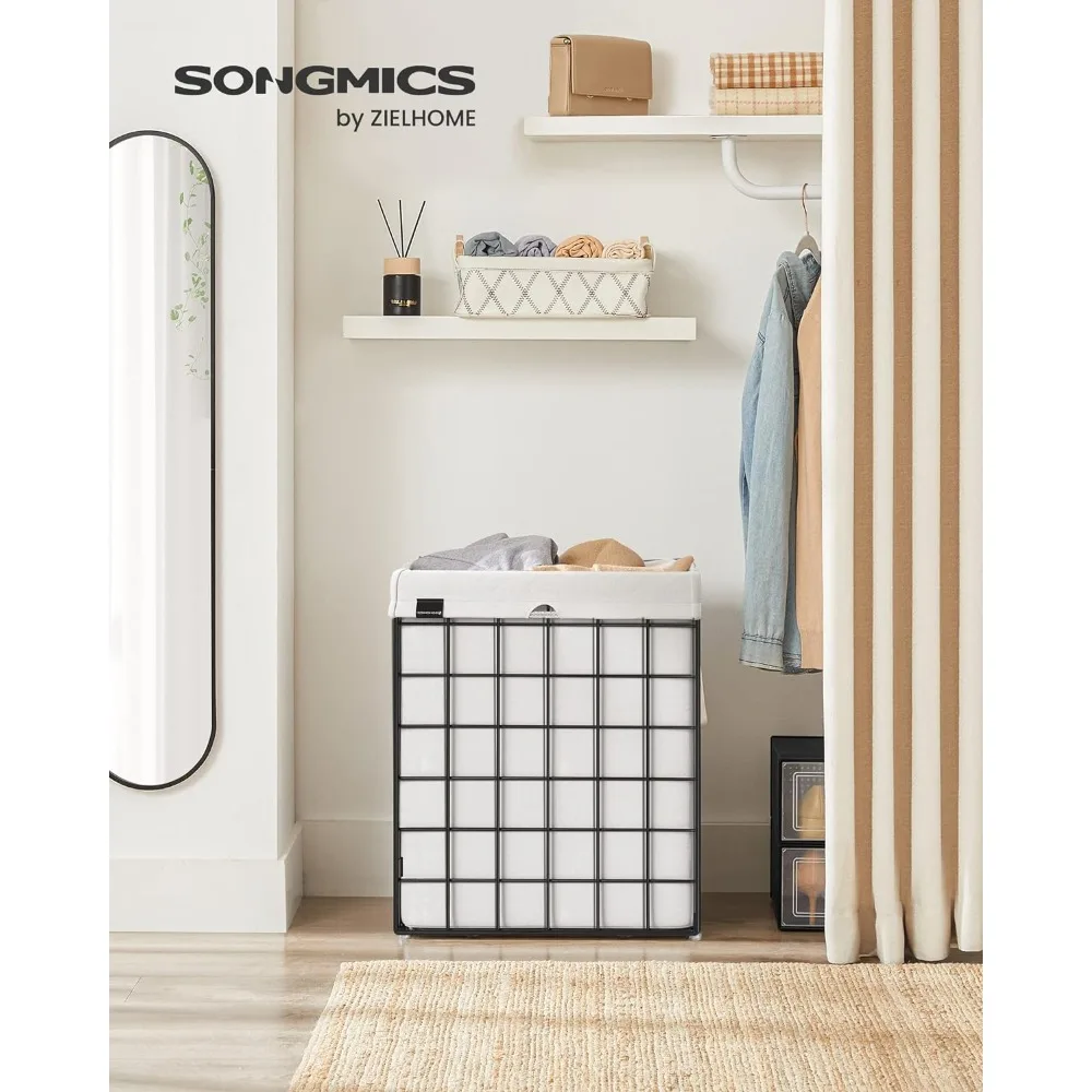 SONGMICS Laundry Hamper, 23.8 Gal (90L) Laundry Basket, Collapsible Clothes Hamper, Removable and Washable Liner