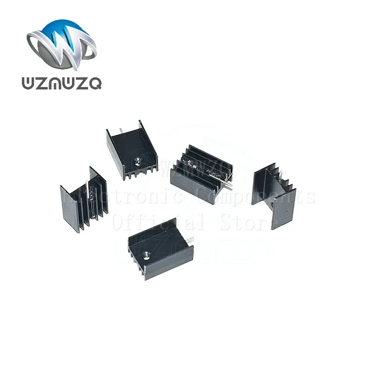 50PCS black aluminum heat sink 15*10*20MM single pin TO-220 triode heat sink M3*6 screws New