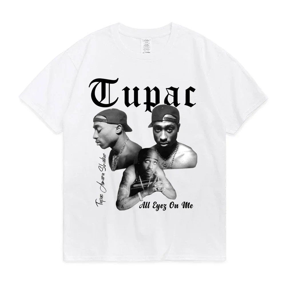 Fashion Rapper Tupac 2pac Cartoon Top Harajuku print ladies T-shirt casual basics O-collar T shirt short sleeve ladies T-shirts