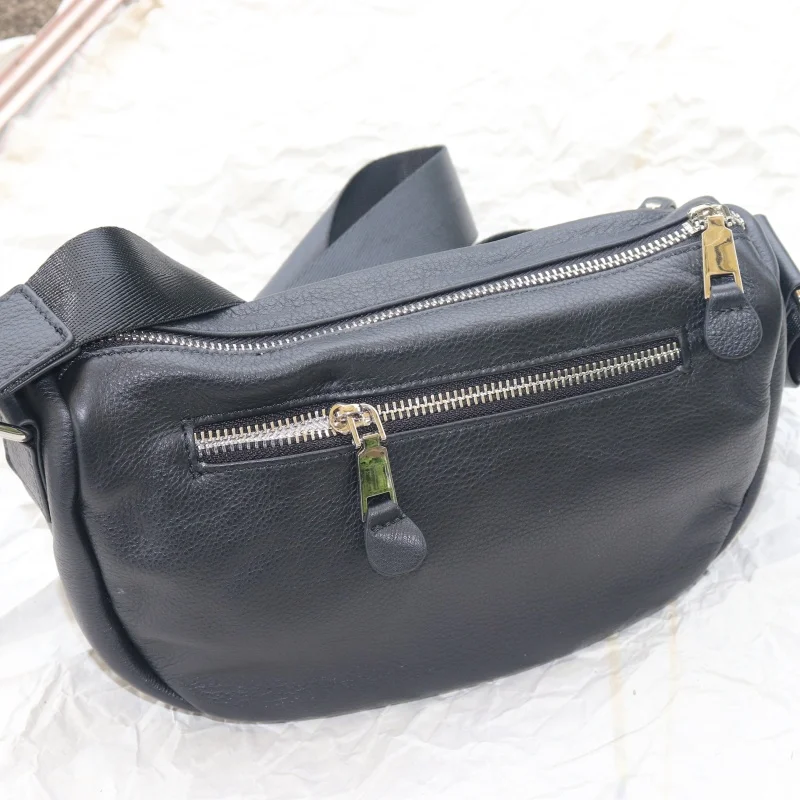 Genuine Leather Crossbody Bag for Women,Solid Color Black Shoulder Bag Vintage Luxury Soft Cowhide Daily Use Travel Bags