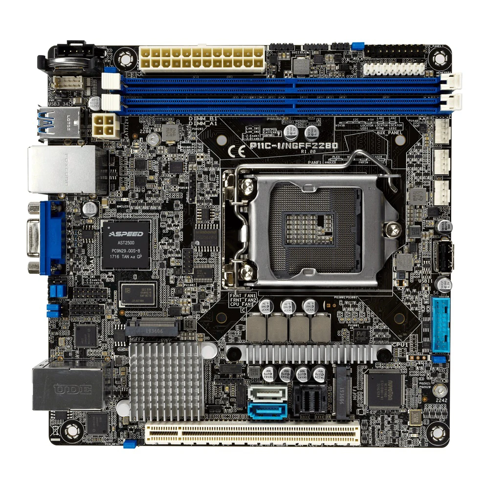 P11C-I/NGFF2280 For ASUS Servermotherboard C242 M.2 Dual Port Gigabit, ITX Motherboard