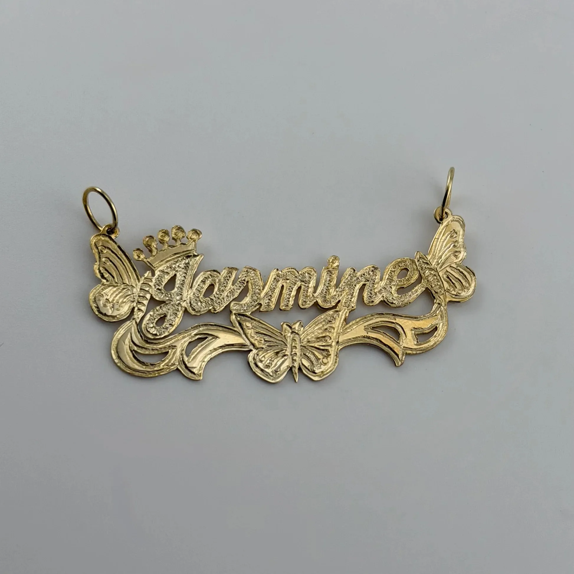 18K Gold Custom Butterfly Nameplate Personalized Deeply Engraved Name Neckalce Waterproof Jewelry Gift for Her with Cuban Chai