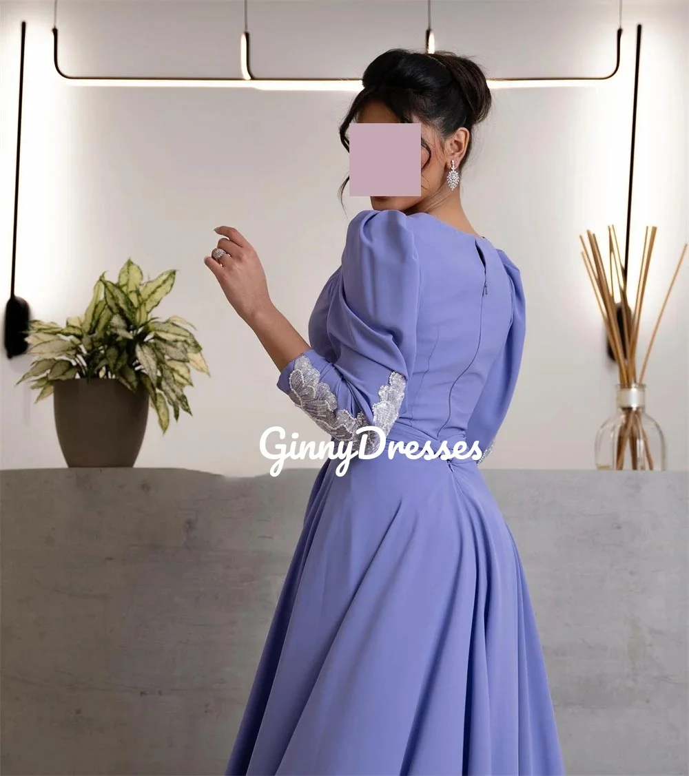 Hochzeits-Partykleid, individuell anpassbar, lange Ärmel, U-Ausschnitt, elegante Kleider für Frauen, A-Linie, Blumen, bodenlange Kleider für den Abschlussball