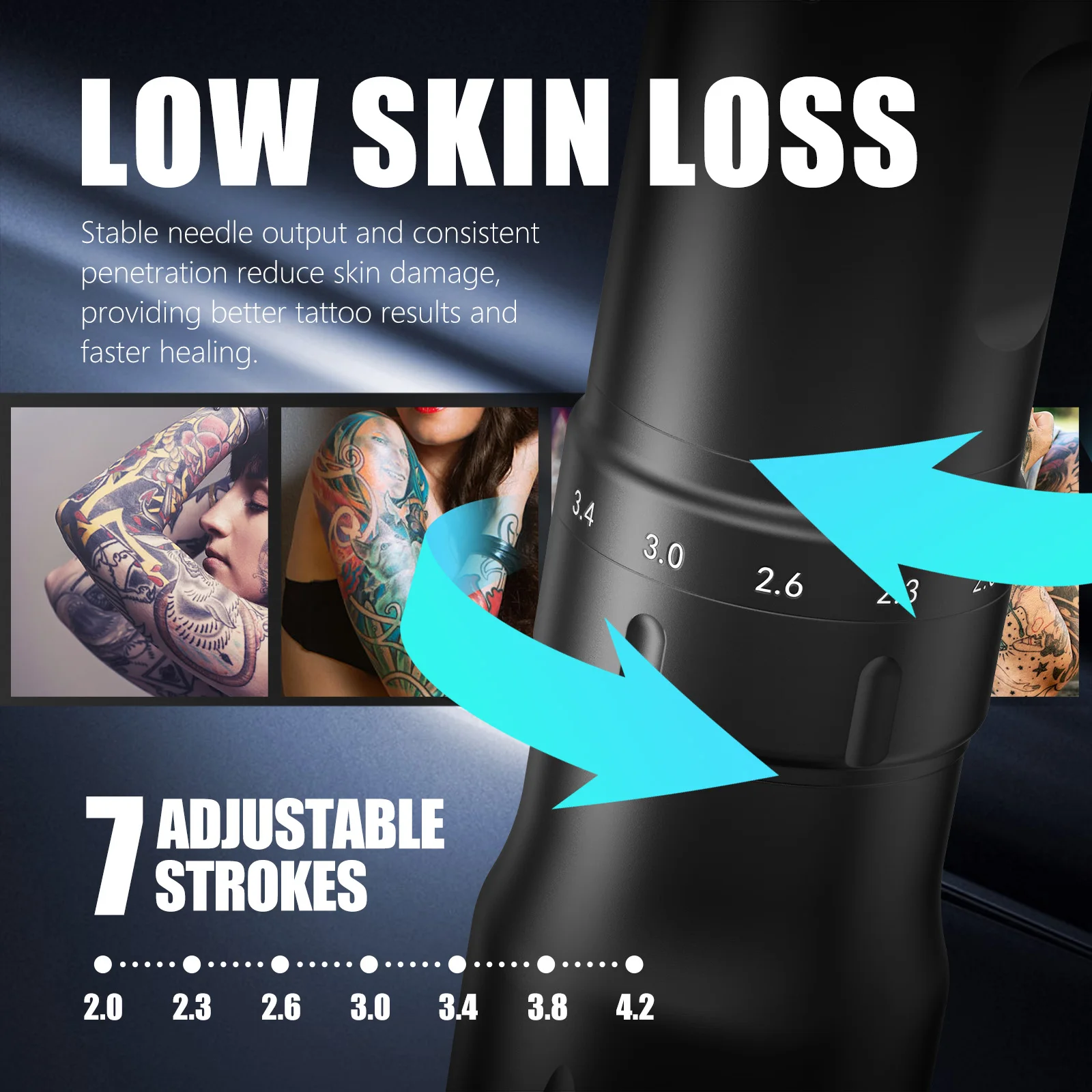  مجموعة أدوات الوشم اللاسلكية لآلة الوشم، مجموعة أقلام الوشم الدائم بدون قلب، قابلة للتعديل 2.0-4.2 مم #5