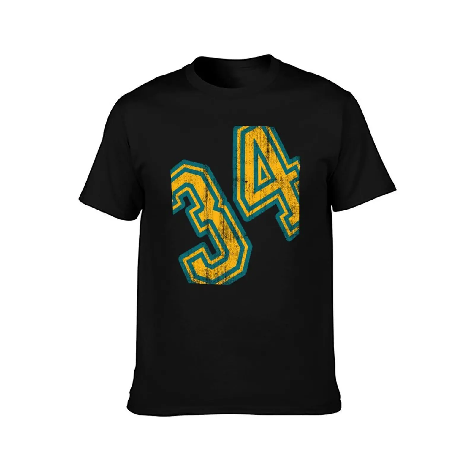 number 34- number thirty four vintage, retro T-Shirt Plus Size Workout Short Sleeve Top T-Shirt