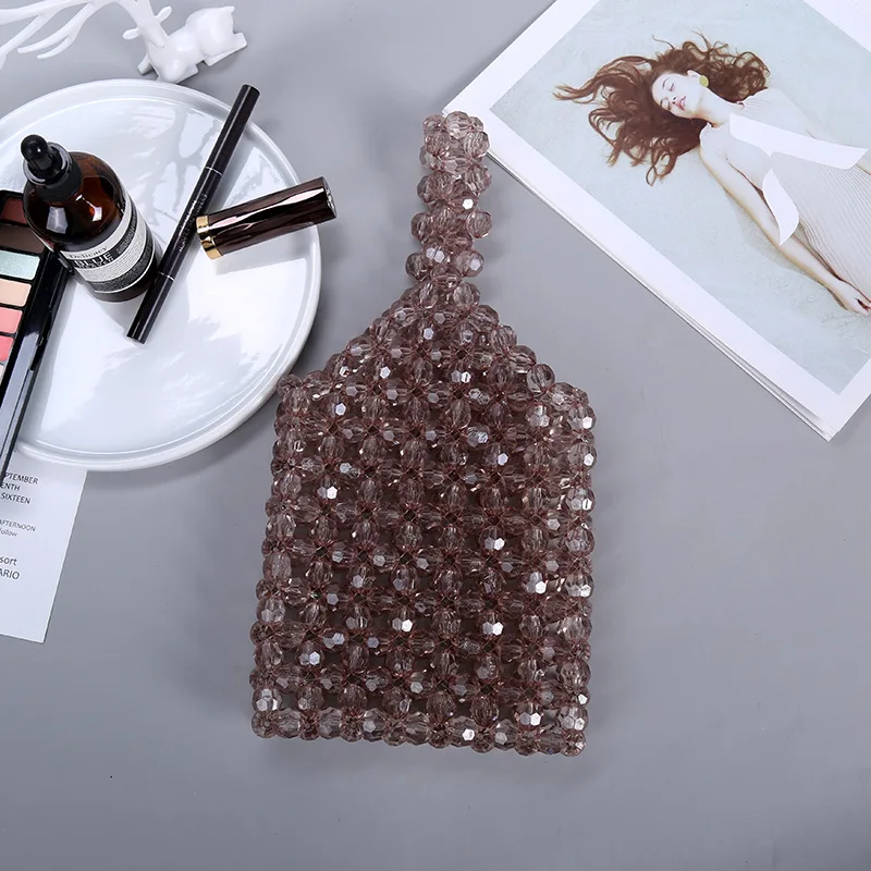 

Акриловая высококачественная модная тканая сумка для телефона ручной работы, женская летняя сумка из бисера, изысканные кошельки, прозрачные пляжные сумки из бисера