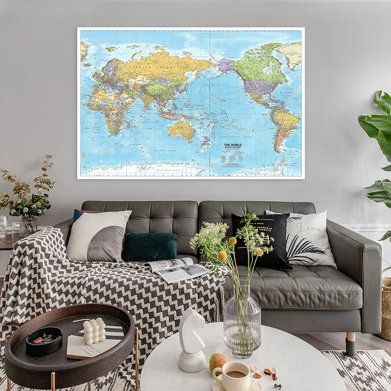 Décor carte du monde en anglais, 2012x80cm, image de face décorative, fond artistique non tissé, fournitures scolaires et de maison, 120