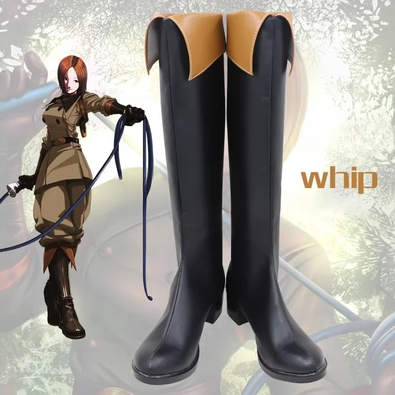 Hot Game KOF 9 Whip Cosplay Costume Shoes Anime Handmade Faux Leather Boots