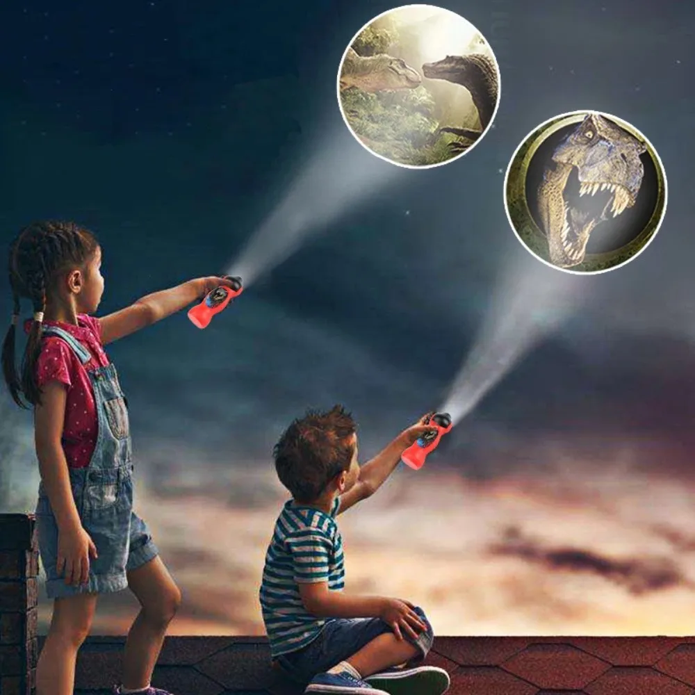 Projection Flashlight Kids Projector Light Cute Cartoon Dinosaur Animal Space Night Photo Light Bedtime Learning Fun Miniatures