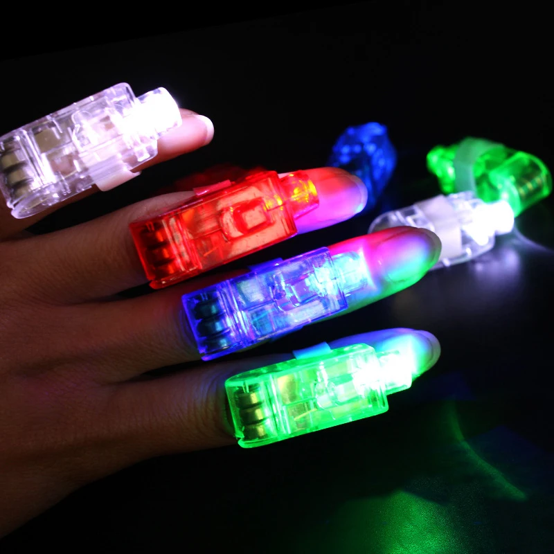 Anillo de luz láser de dedo para niños, juguete creativo, colorido, brillante, accesorios de fiesta, regalos, 1 unidad