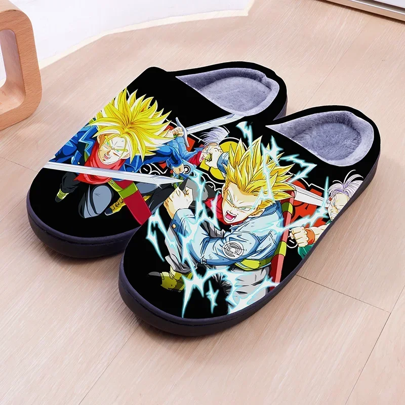 Dragon Ball Cartoon Warm Plush Cosplay Slippers Couple\'s Indoor Non-slip House Slides Men And Women Toe Wrap Home Cotton Shoes