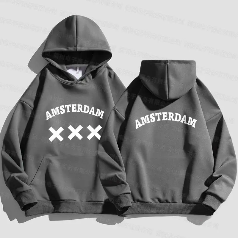 Amsterdam Hoodie Men\'s Unisex Sweatshirt Casual Oversize Tracksuit Black Brand Quality Clothing Streetwear Long Sleeve Pullovers