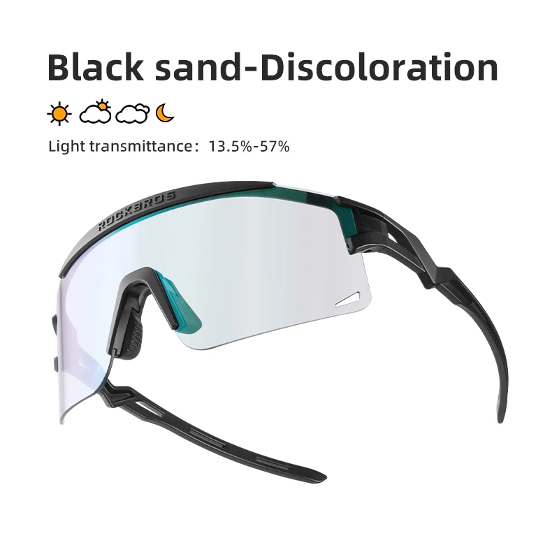 ROCKBROS Farbwechselnde Antibeschlag-Fahrradbrille, transparent, UV400, abnehmbare Outdoor-Rennrad-Sportbrille für Damen und Herren