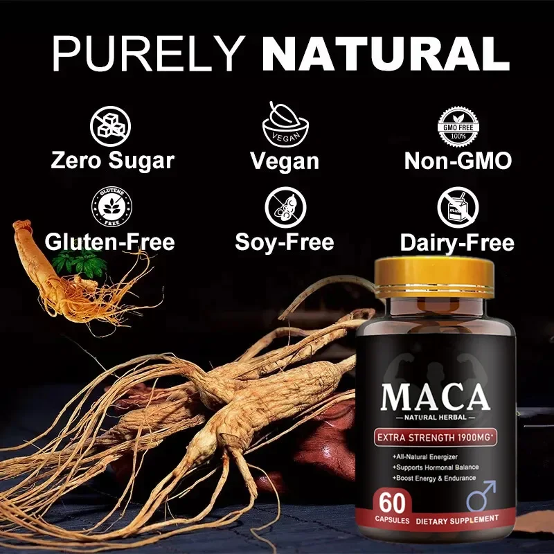 Organic Black Maca Capsules for Natural Ginseng Pills