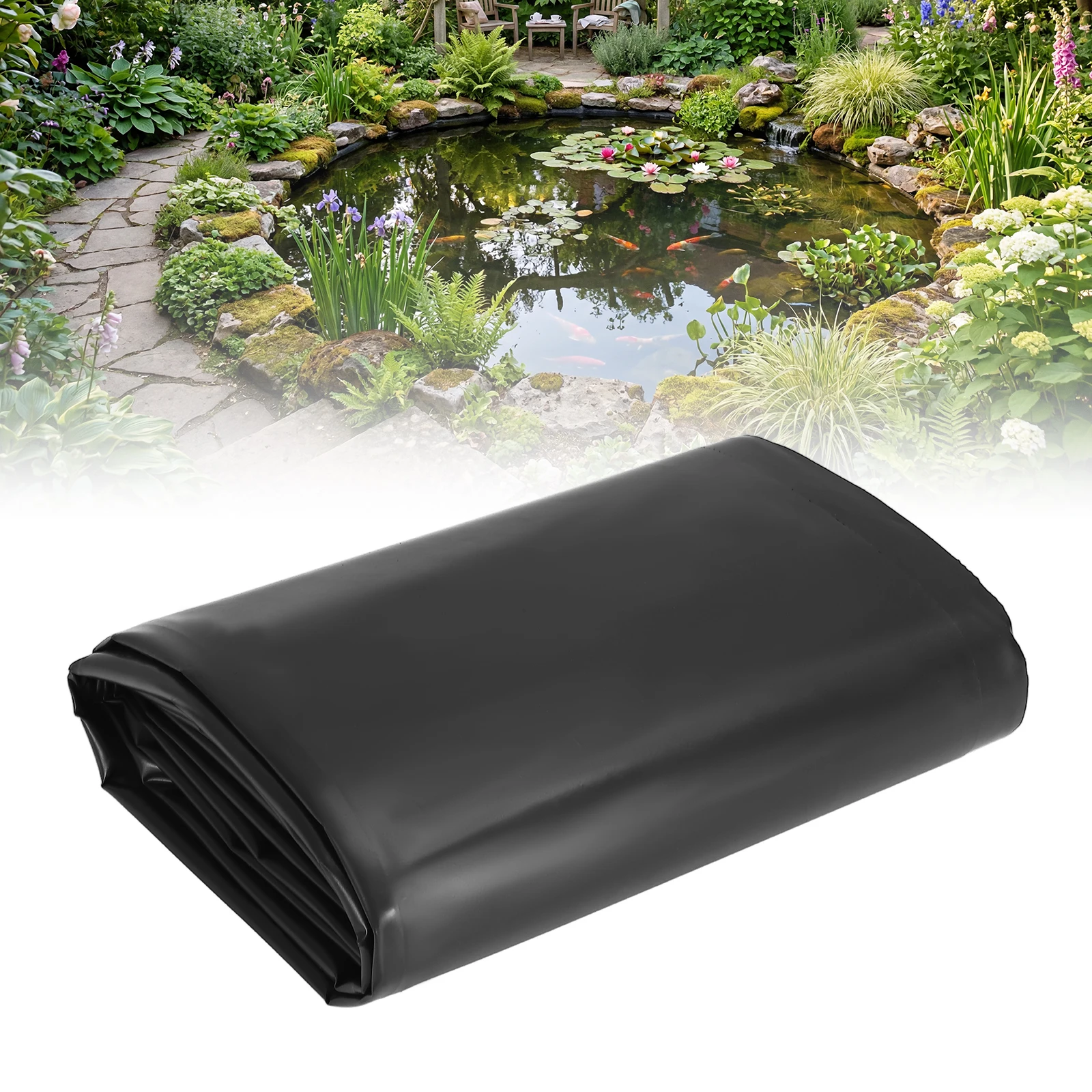 20 Mil HDPE Pond Liner, Leak-Proof Outdoor Fishpond Liner, UV Resistant and Puncture Resistant, Black - Suitable for Koi Ponds, Waterfalls, Fountains and Water Gardens