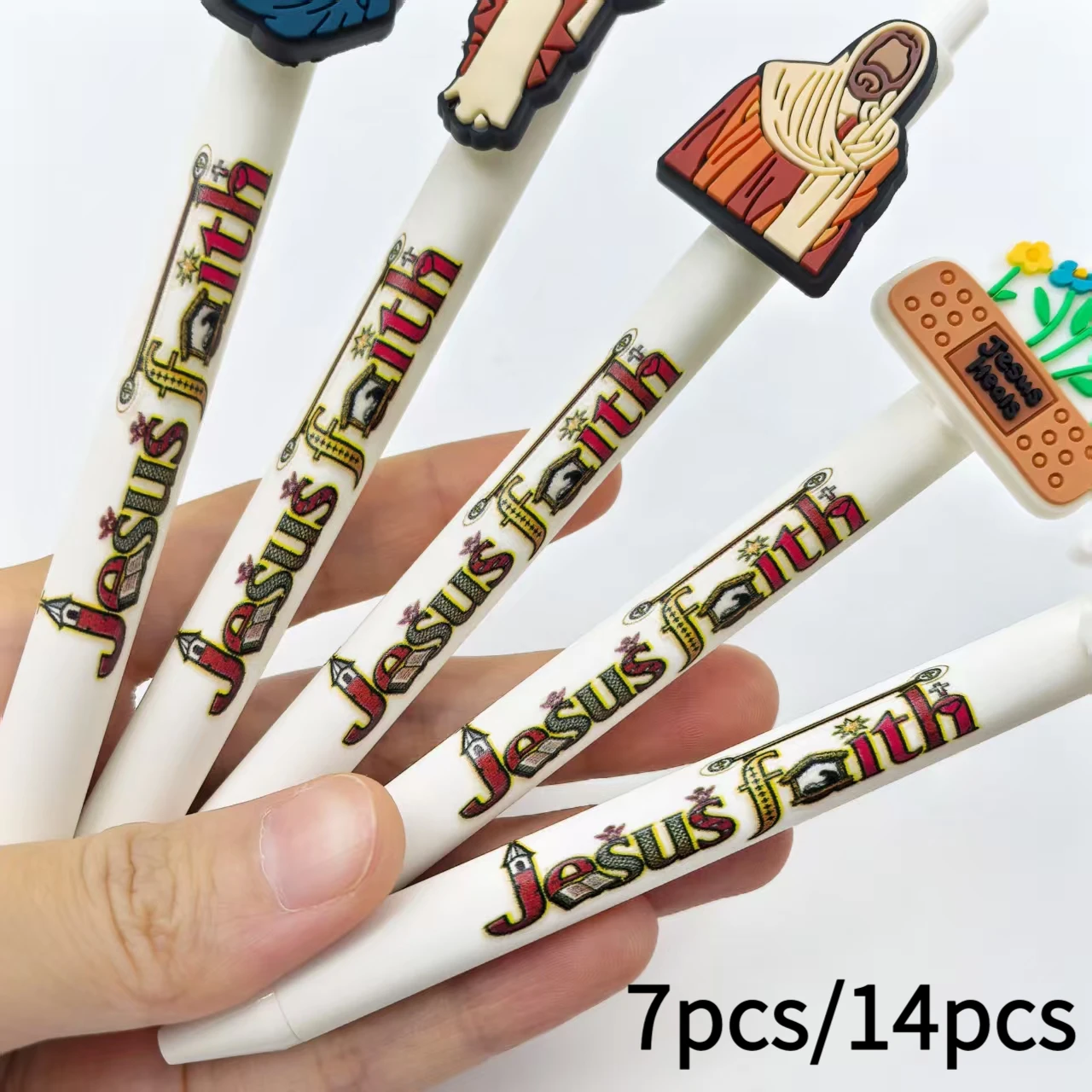 7pcs/14pcs Jesus Savior Creative Writing Pen, Scripture Copying Pen, Religious Belief Ballpoint Pen, Gift Pen for giving