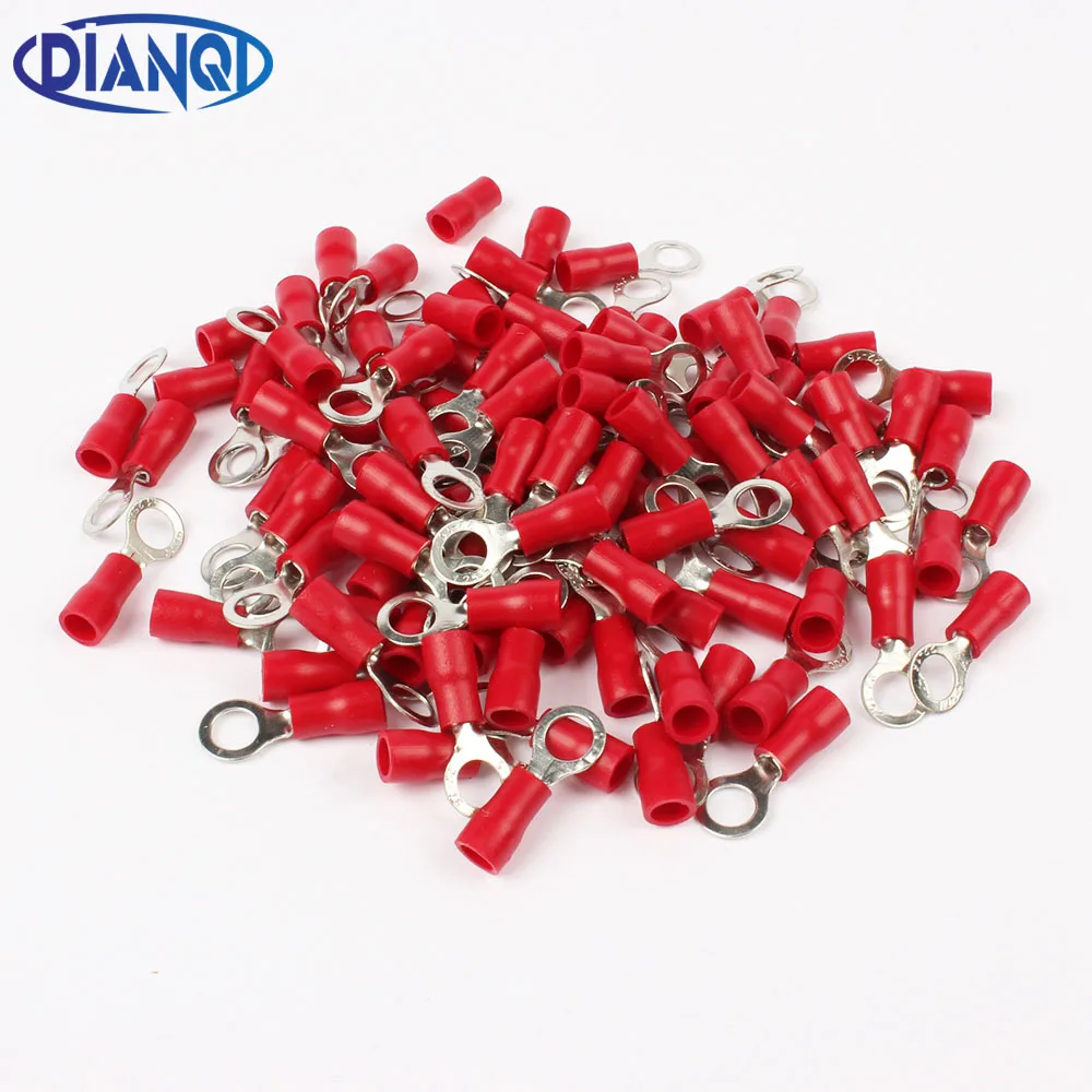 Dianqi RV1.25-5 Rosso Insulated Crimp Terminale Ad Anello Cavo di Legare Del Connettore 100 Pz/pacco RV1-5 Rv