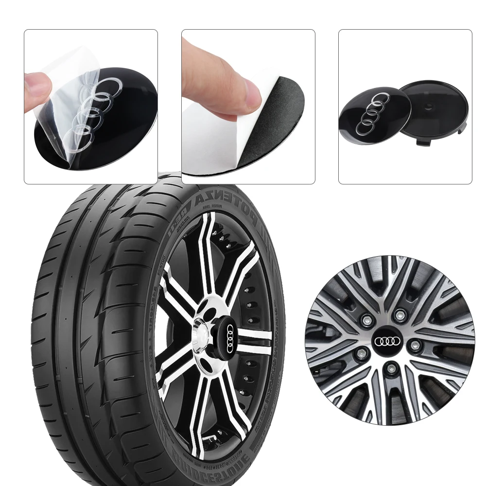 Afbeelding 5: 4 stuks 60/63/68mm naafdop wielnaafdop logo sticker auto-accessoires voor A
