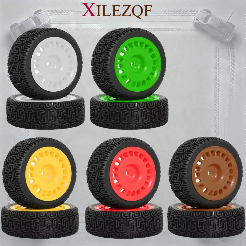 4pcs 70mm Maze Pattern RC Rally Tires Nylon Wheels Set for 1/10 Tamiya TT01 XV02 94123 Kyosho RC Upgrade Parts