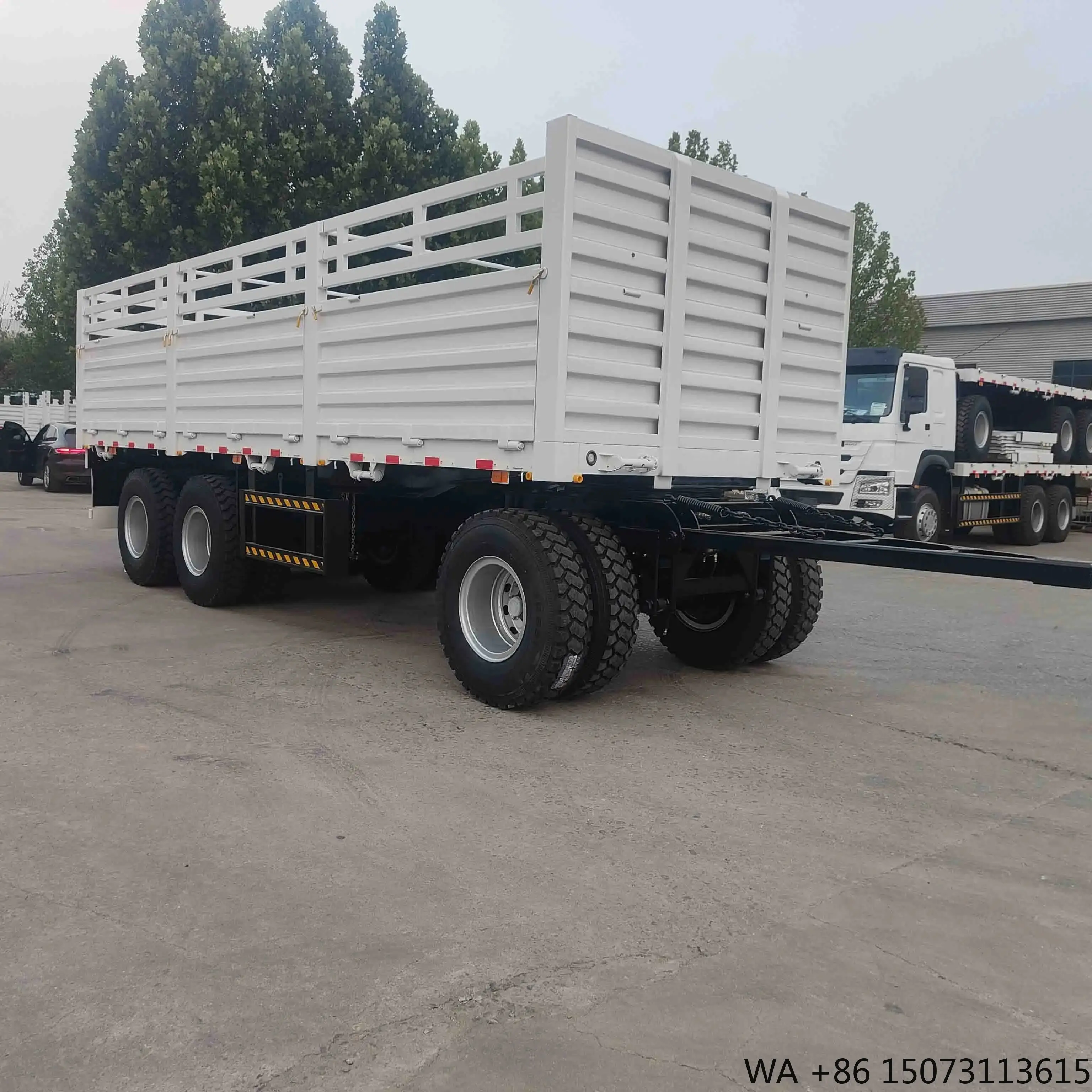 3-Axle 40 Ton Steel Flatbed Side Wall Dolly Drawbar Full Trailer