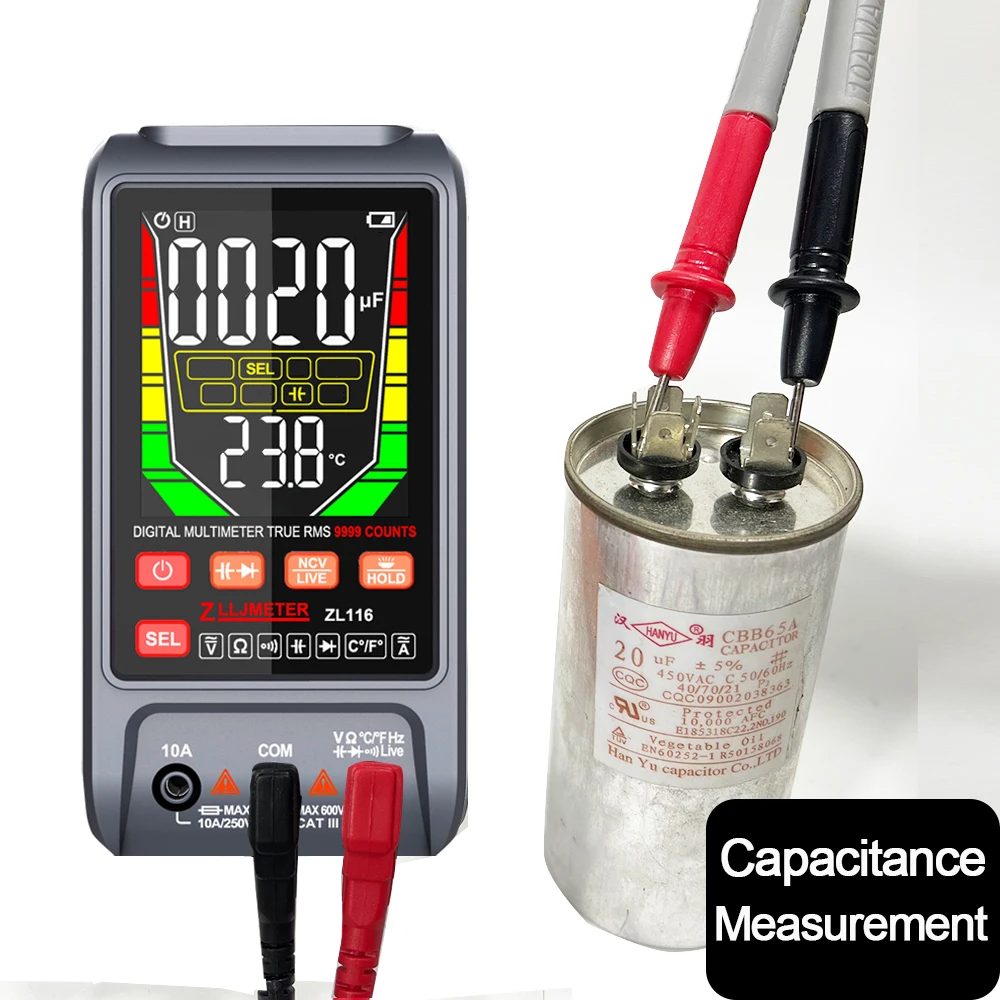 Nieuwe 9999 Telt Smart Multimeter Dc Ac Stroom Spanning Multimetro Digitale Profesional True Rms Capaciteit Temp Ncv Ohm Tester