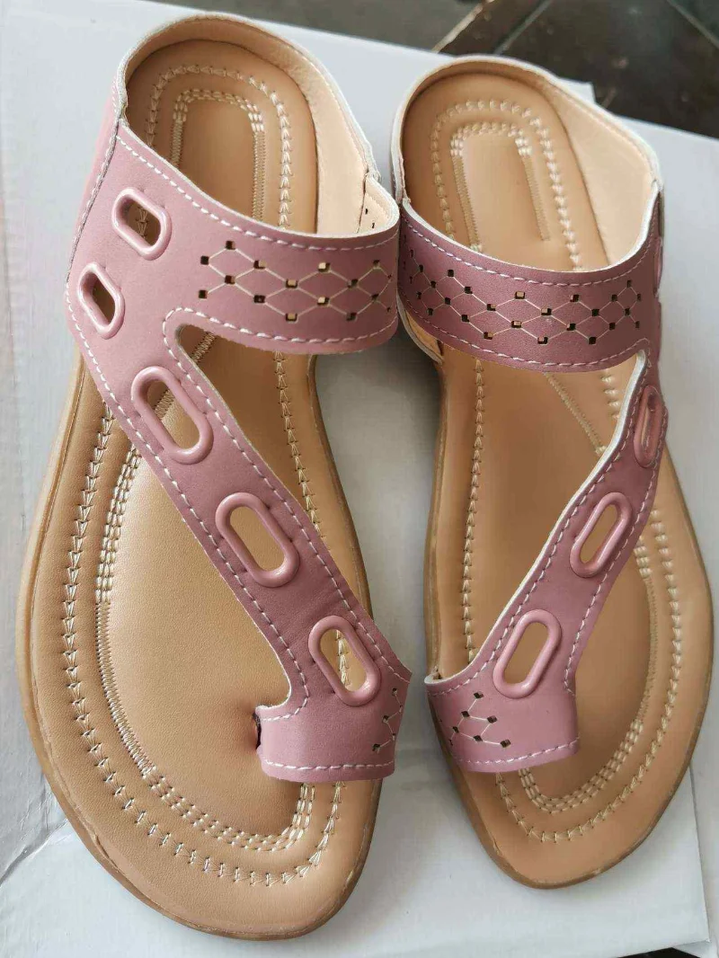 Nuove donne Comfort Plus Sandalo Retro Pantofole con zeppa con tacco spesso Per il tempo libero Dito piatto Punta grande Scarpe ortopediche premium da spiaggia all'aperto