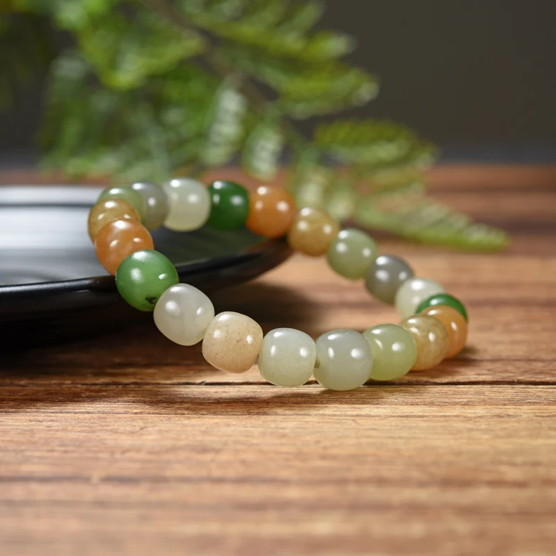 Natural Hotan Jade Women Handstring Multiple Color 10mm 20 Barrel Beads Bracelets For Women Female Fine Jewelry