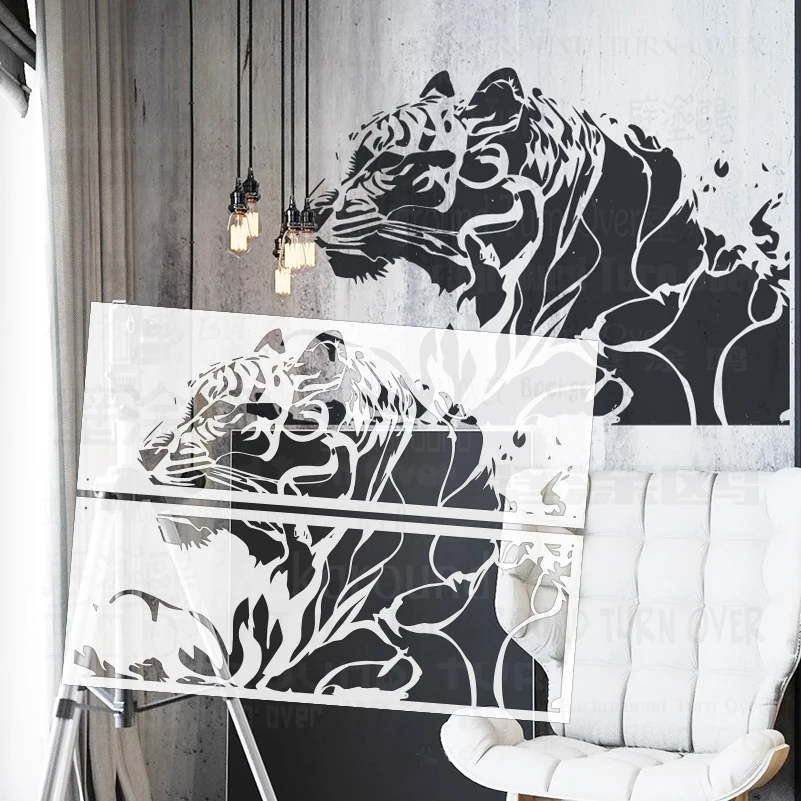 61cm - 121cm Stencil For Painting Decor Wall Template To Paint Putty Furniture Makers Brick Tiger Splash Water Animal S463