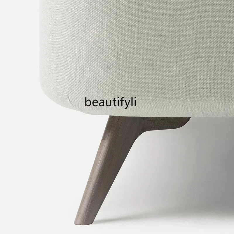 A71 Double Bed with Fabric, Nordic Simple Small Apartment, Cream, Silent Style, Master Bedroom, Solid Wood Bed