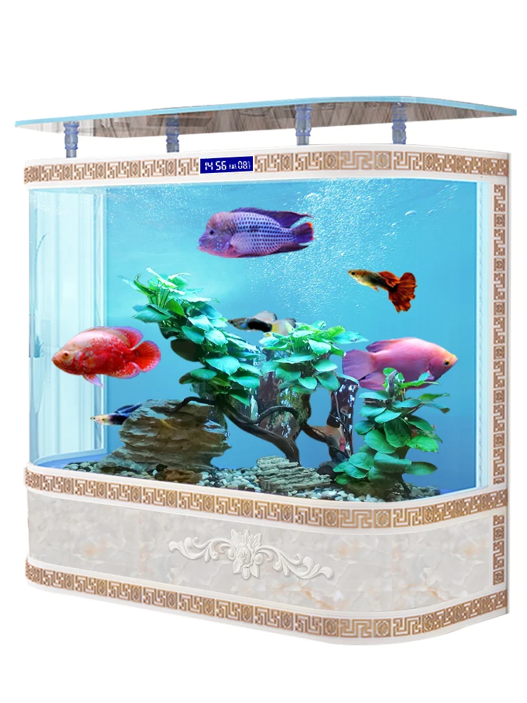 Hot-bending double-arc glass aquarium partition screen European fish tank without changing water