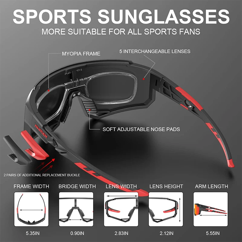 PHMAX-gafas de sol polarizadas para ciclismo para hombre, lentes fotocromáticas Anti-UV para bicicleta de carretera, gafas de visión nocturna