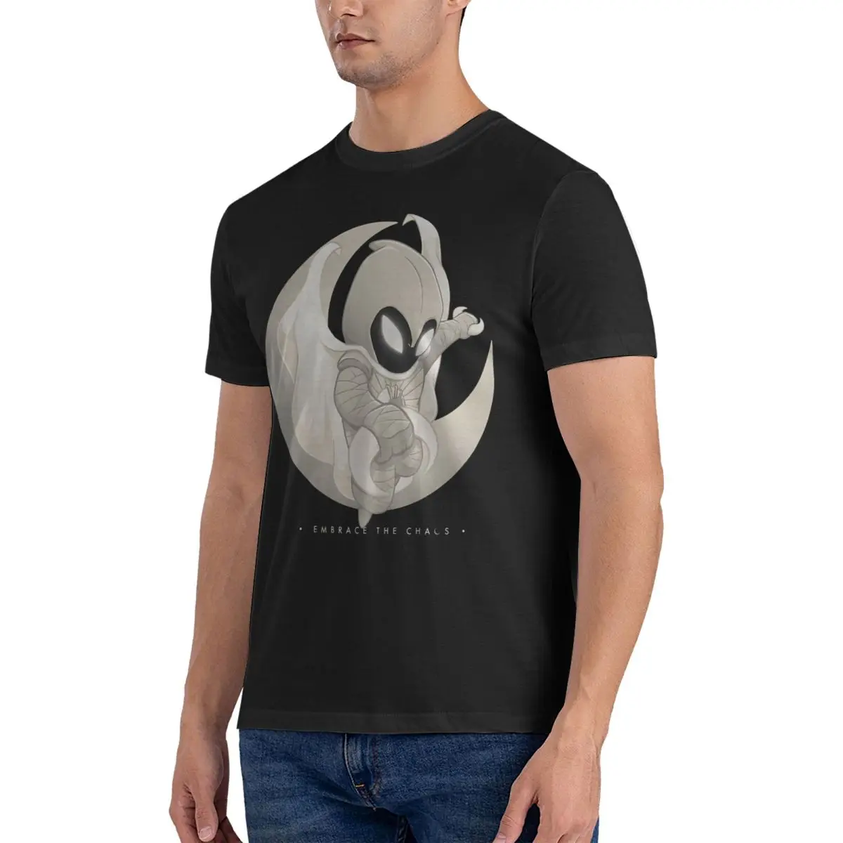 Embrace The Chaos T Shirts Men 100% Cotton Vintage T-Shirt Round Neck Marvel Comics Disney Moon Knight Tee Shirt