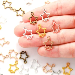 40pcs 6Color Double hole star Charms For Bracelet Earring necklace Pendants DIY Handmade Jewelry Accessories Making 15*12mm L343