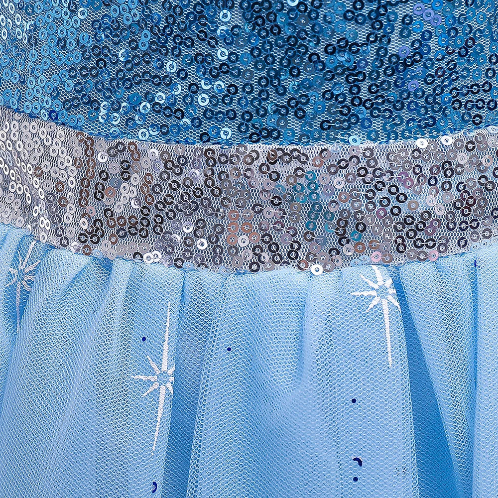 Karneval Cosplay Schneeprinzessin Party Mädchenkleider Halloween Weihnachtskostüm Pailletten Schneeflocke Geburtstagskleid für Mädchen Kinderkleidung – Detail 7