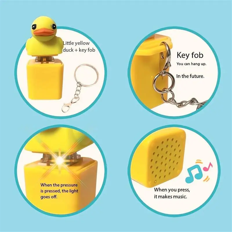 Duck Keyboard Button keychain with Quacking Sound Sensory Toys Stress Reliever Keycaps Duck Keycaps Shape Toy for Bags Backpack