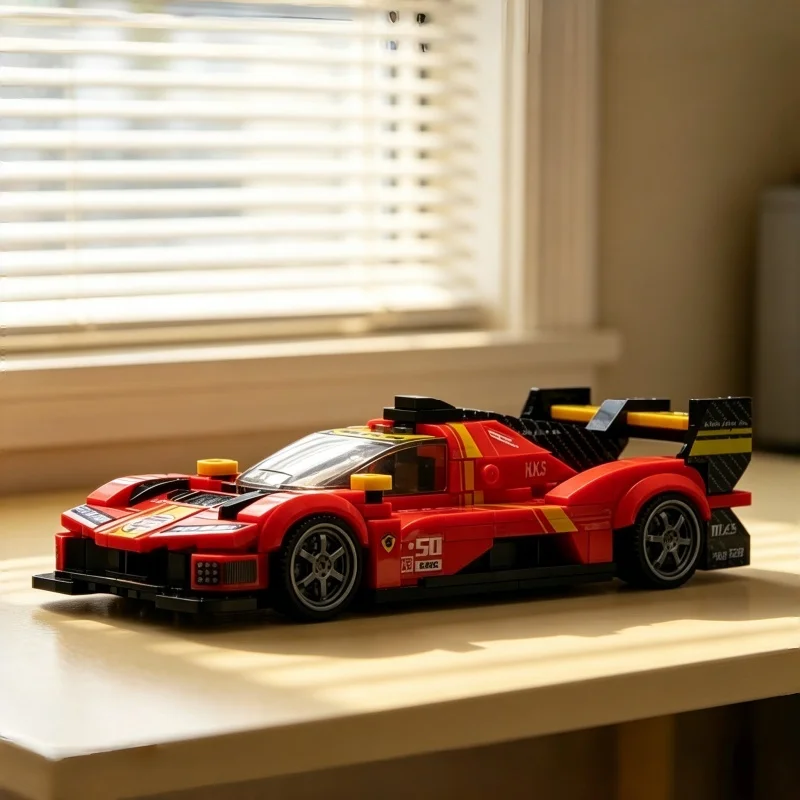 

Red Le Mans Hypercar Building Block Model Race Car Construction Brick Toy Collectible Desktop Display Ideal Gift