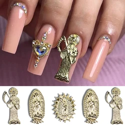 10PCS 3D Gold Metal Nail Art Virgin Mary Charms Death Accessories Parts For Nails Decoration Design Supplies Manicure Decor Tool