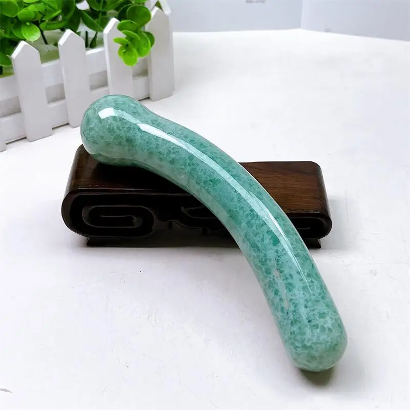 Large Size Natural Green Strawberry Quartz Crystal Massage Penis Wand Gemstone Yoni Women Health Smooth Polished Fengshui 17cm