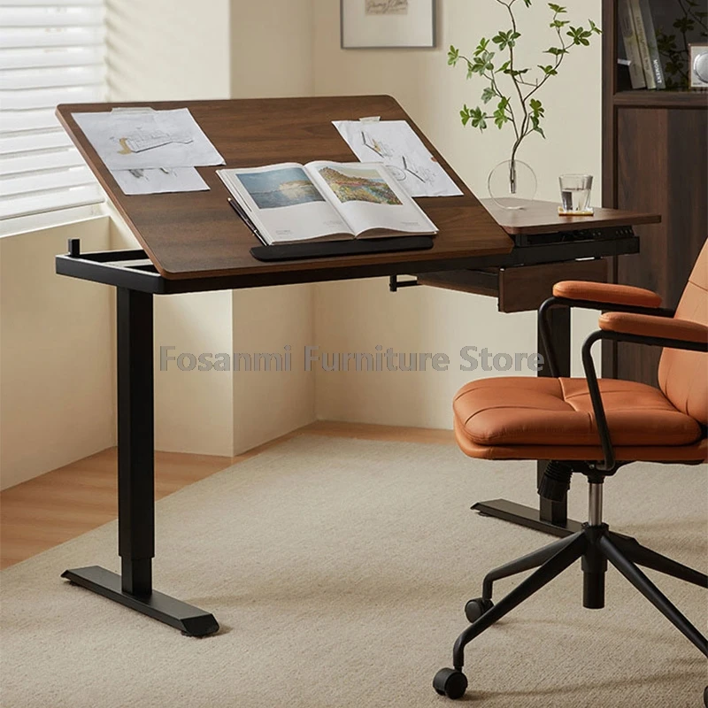 

Регулируемые электрические офисные столы: современный подъемный игровой стол с откидной столешницей для дома, стол для работы стоя с ящиком