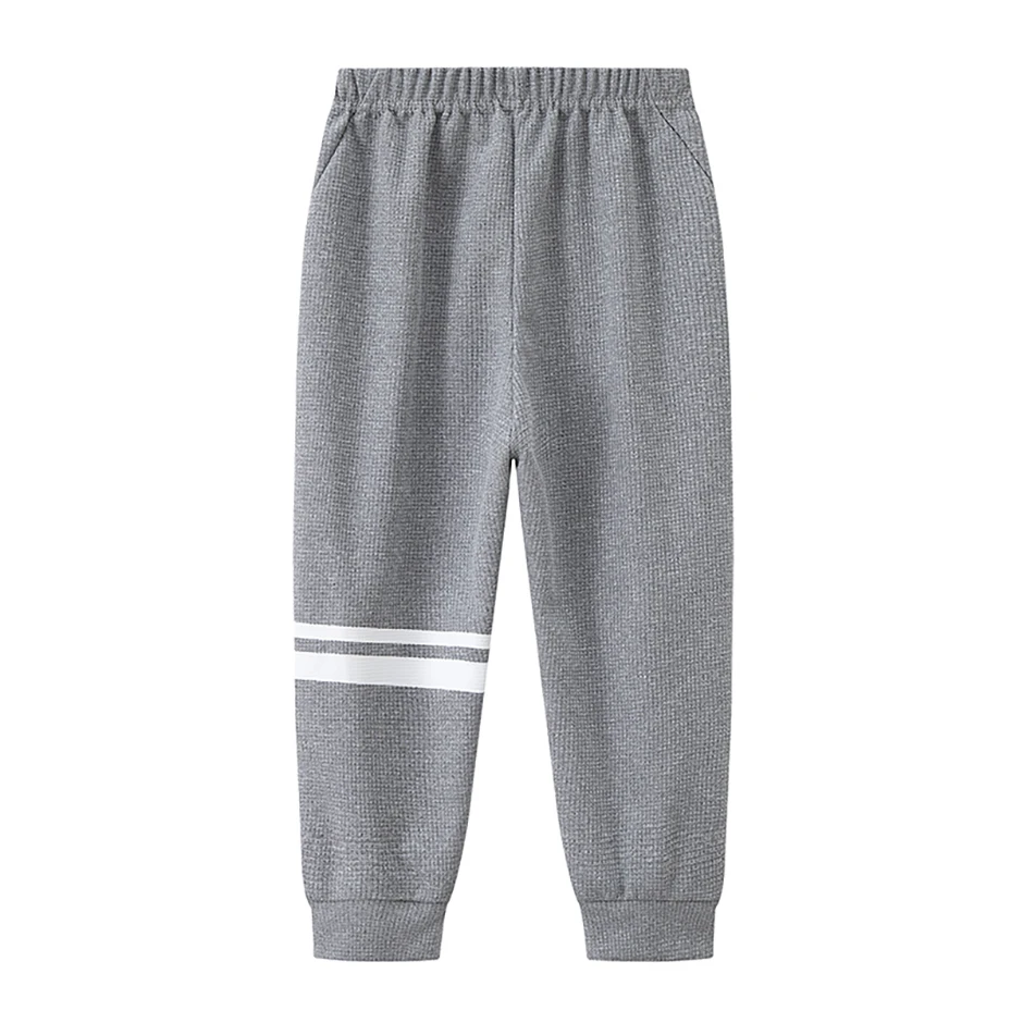 3-teiliges Set Frühlings-/Herbst-Kinderhosen mit Seitenstreifen und Waffelmuster, bunt, modisch und für den täglichen Sport geeignet. – Detail 5