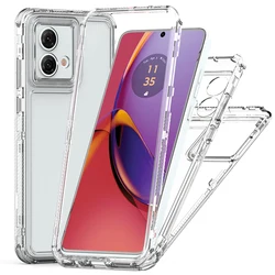 for Moto G54 5G,G14 5G Crystal Clear 3 in 1 Shockproof Transparent Cases Hard Bumper Soft TPU Protective Cover For Moto G84 5G