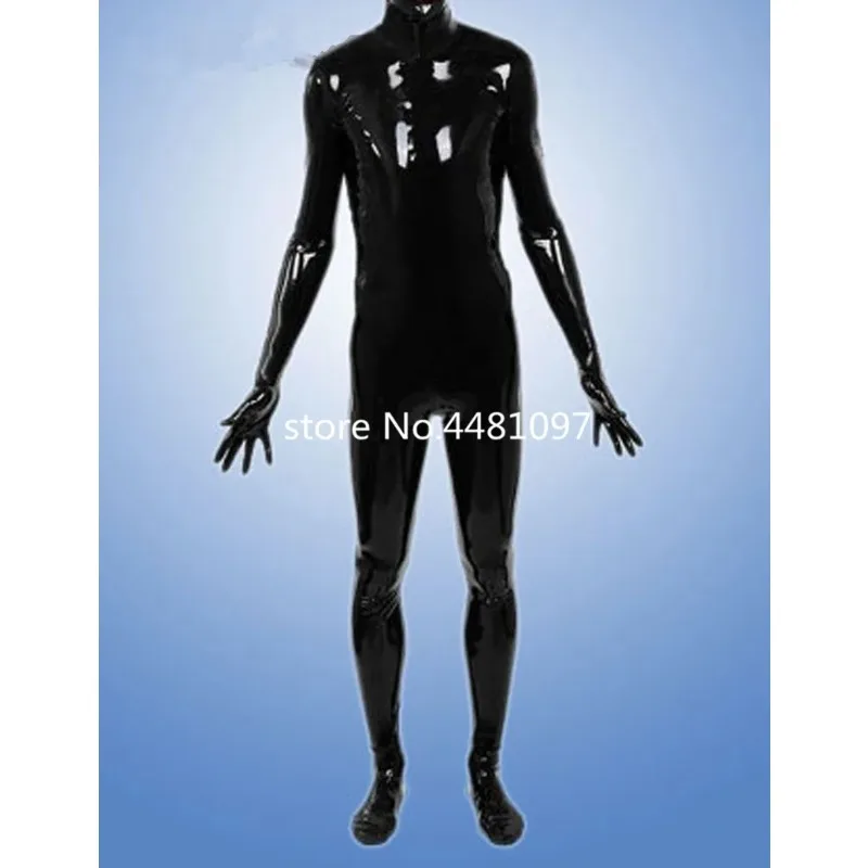 

Sexy Latex Rubber Bodysuits Man Full Cover Latex Back Zip Catsuit with Hood and Socks & Gloves Plus Size Custom Made Fetish