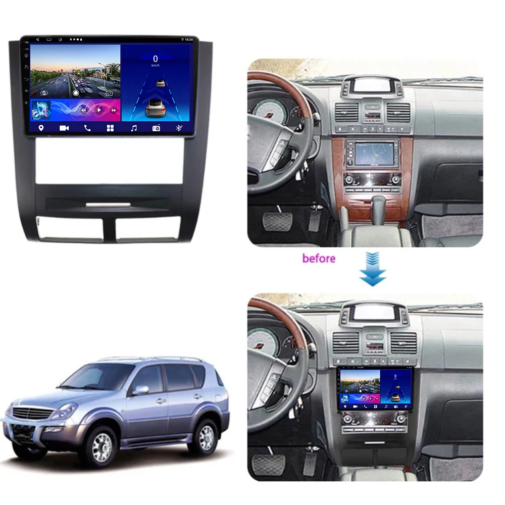 Car Radio Carplay Android For SSANGYONG Rexton 2002 - 2006 Multimedia Automotiva Display Stereo Screen Coche Intelligent Systems