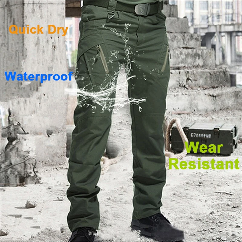 New Work Tactical Pants Men Casual Cargo Trousers Summer Multi-pocket Waterproof Pant Workwear Hiking Training Trousers Male