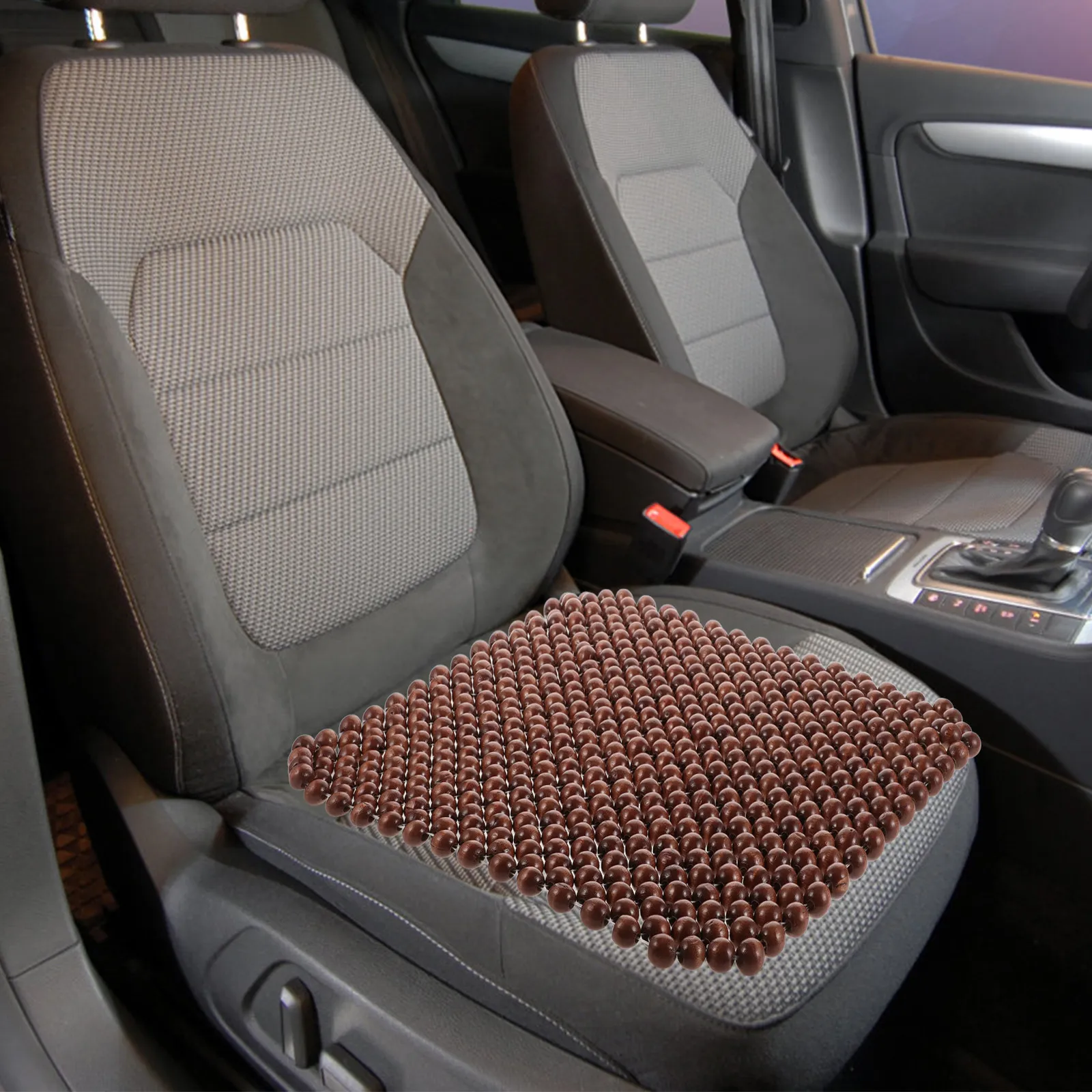 Car Seat Cushion Wooden Beads Square Shape Ergonomic Design Air Circulation for Driver Front Seat Cushion for Cars Trucks Suvs
