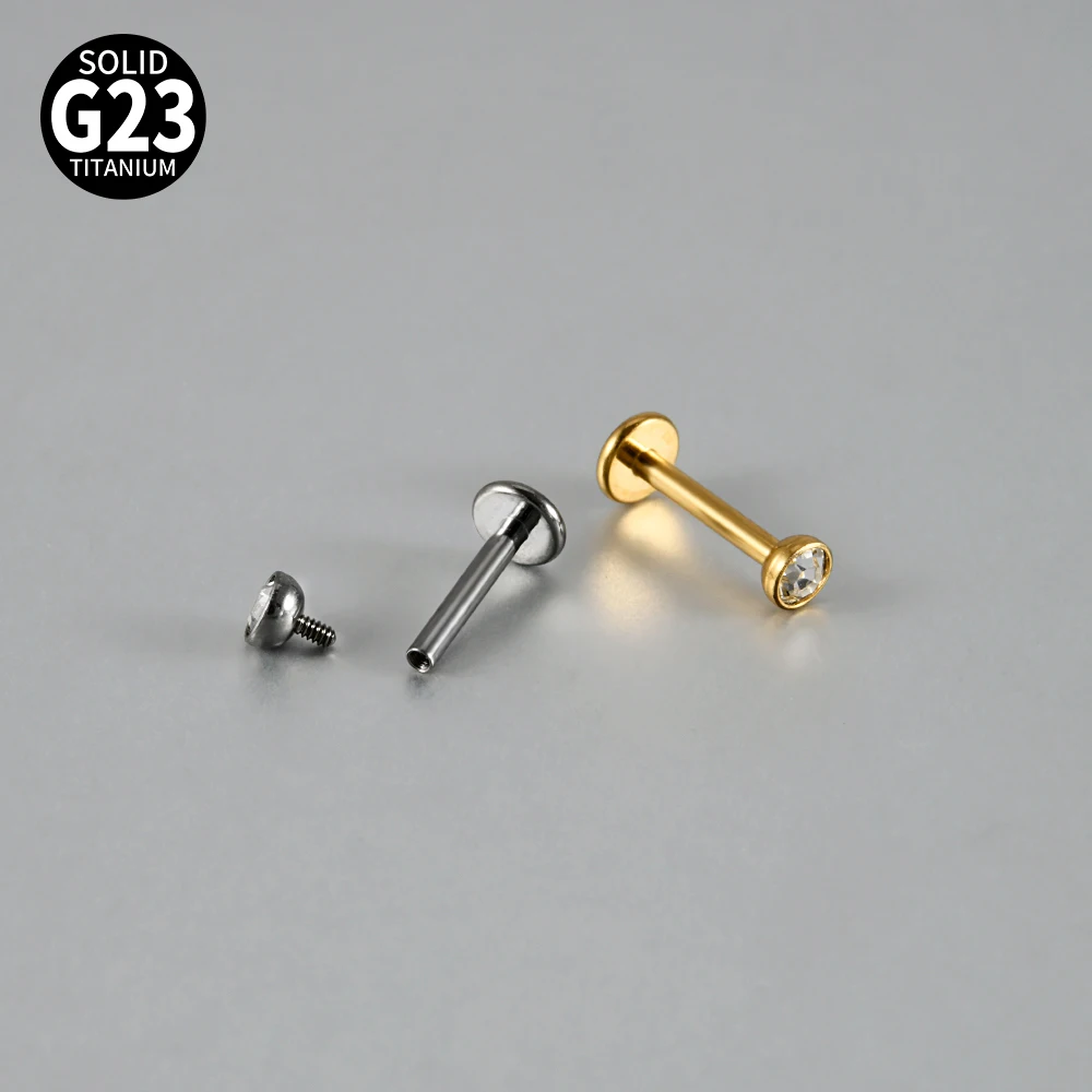 10 Stück/Set G23 Titan Zirkon Labret Lippenring Ohrstecker Ohr-Tragus-Knorpel-Helix-Conch-Ohrpiercing Körperschmuck 16g – Detail 3