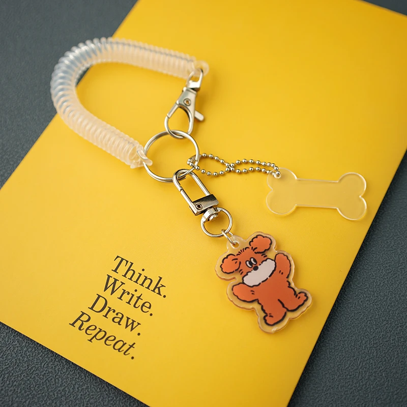 Cute Bear Dog Cartoon Acrylic Plastic Anti-Lost Loops Key Chains Car Bag Pendent Charm Accessorie Jewelry Gifts X275