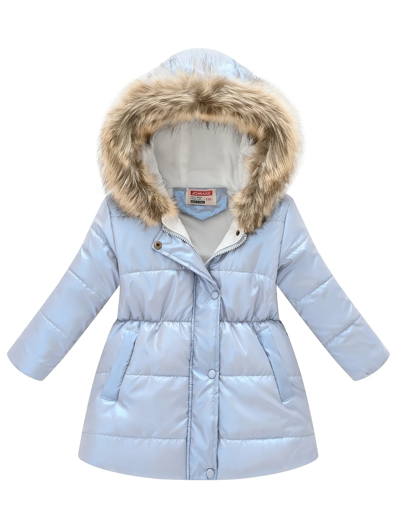 Girls Dressy Cute Thermal Thickened Hooded Jacket, Down Alternative Padded Outwear For Winter