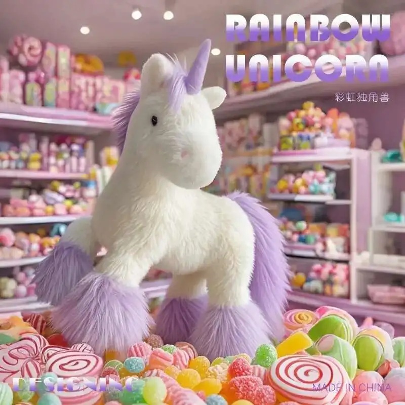 Dreamy Rainbow Unicorn Plush Toy Horse High Quality Soft Cute Sweet Girl Home Decor Sleeping Huggable Pillow Horse Gift For Kids